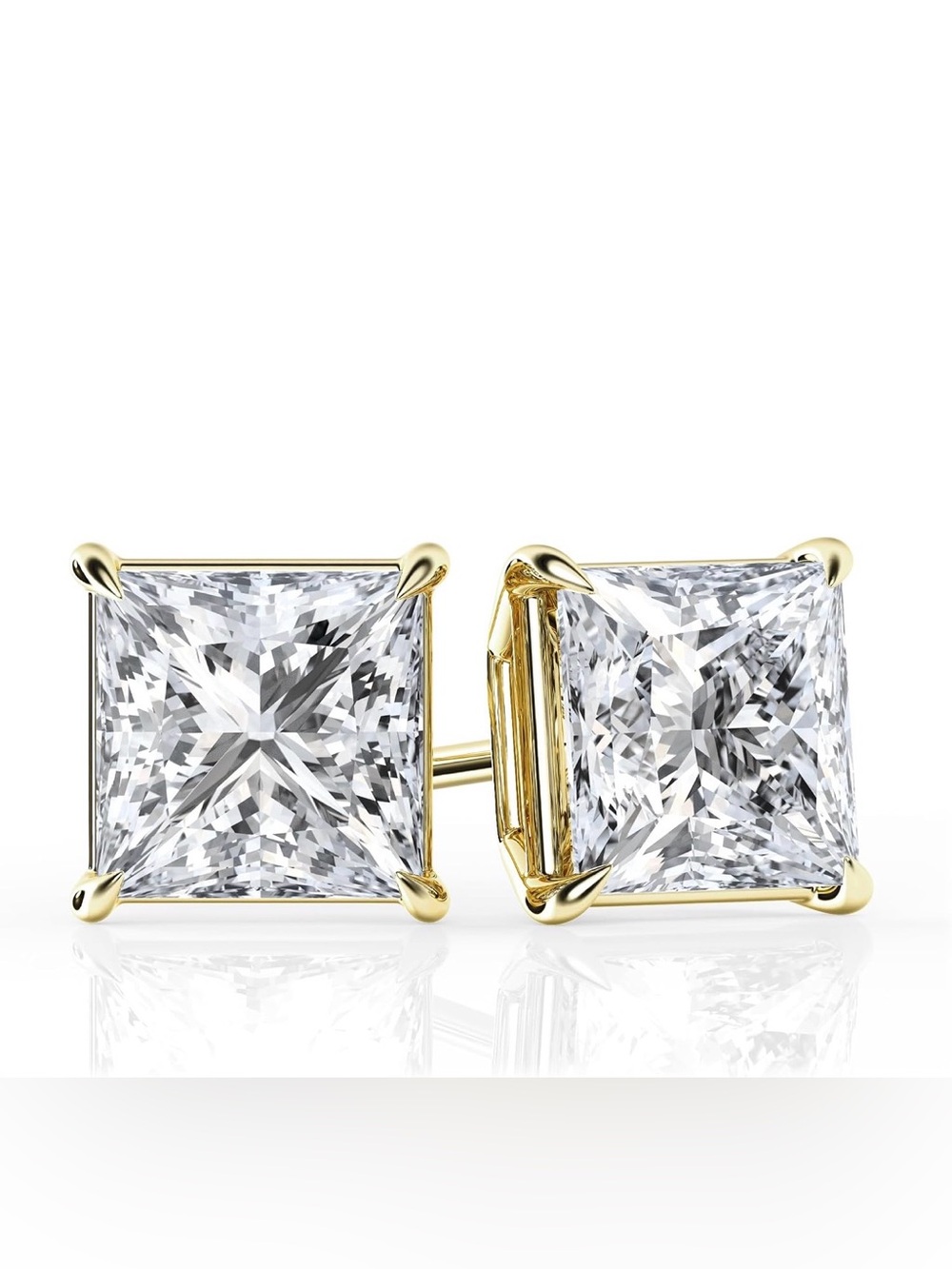 3 CTW 6.5mm Diamond Stud Earrings 14K Yellow or White Gold Plated Sterling Silve